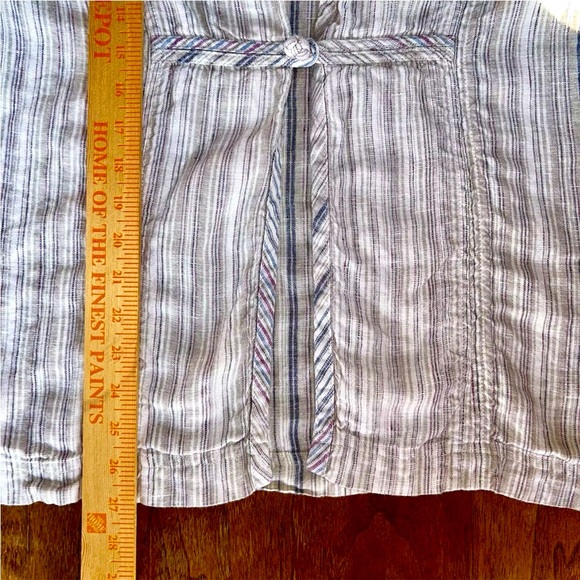 The Territory Ahead Linen Long Sleeve Blazer Womens Size XL Striped Lagenlook - Picture 12 of 13